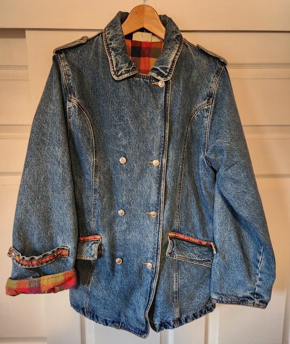 Arizona Jean Co. Double Breasted Chore Denim Jacket Womens Large