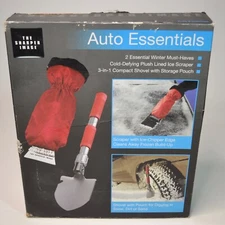 New The Sharper Image Auto Essentials Ice Scraper Mitt & Folding Shovel Winter