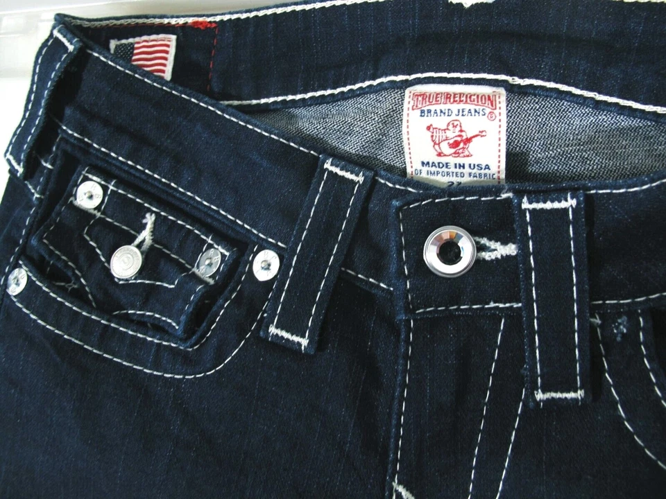 HOT Women's TRUE RELIGION BILLY STRAIGHT DISCO CRYSTAL DARK STRETCH Jeans 27 x34 - Image 2 of 4