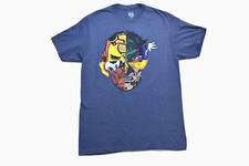 Camisa Azul Marvel Comics Para Hombres Caras de Héroe Mixto Mash-Up Thing, Ghost Rider Nueva M