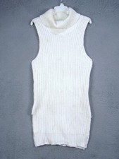 Active USA Size Small Sweater Dress White Turtle Neck Long Open Knit Women's S