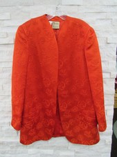 Vintage Mirrors Of Krizia Jacket Orange Heavy Satin Rose Jacquard Avant Garde 46