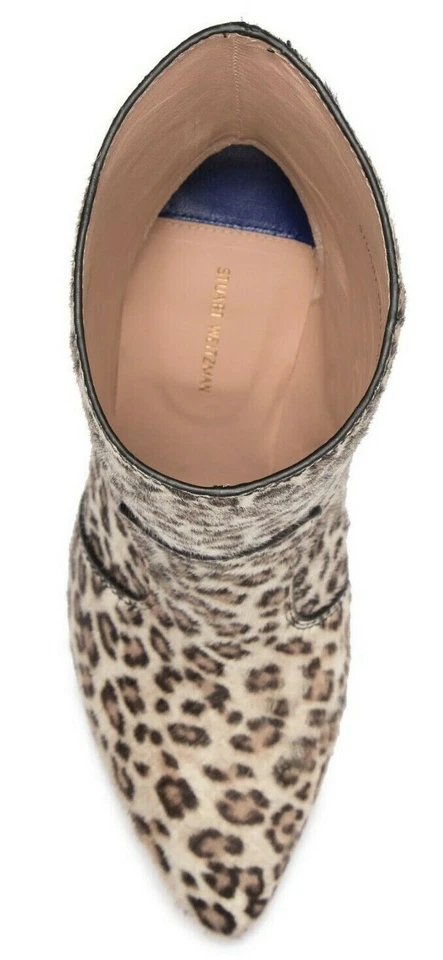 Stuart Weitzman Atomic West Bootie Women's Calf Fur Boots Leopard Print Size 7.5 - Image 4 of 4