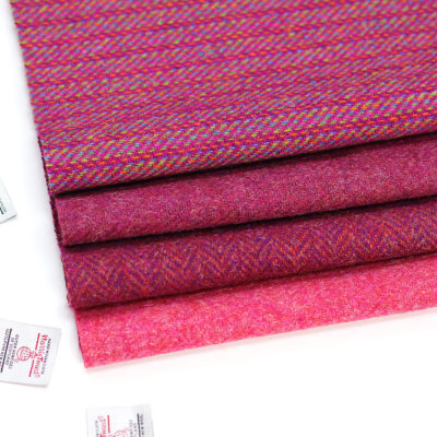 Harris Tweed Konvolut - rosa x 4 STCK. (je 30 x 25 cm) + Etiketten
