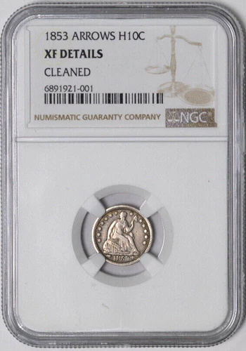 1857 Liberty Seated Silver Half Dime H10C - NGC UNC Details -
