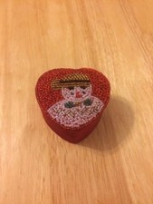 Small Red Heart Jewellery Box - Snowman - Christmas Xmas Gift