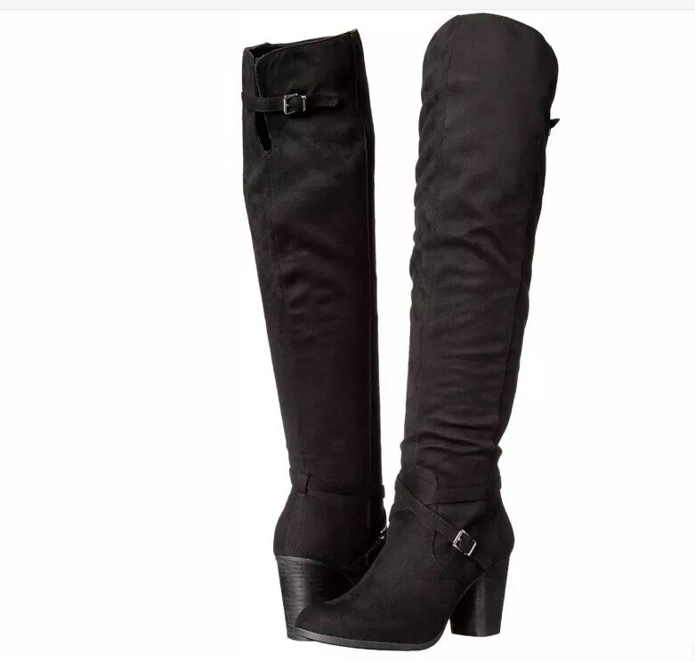 Madden Girl Women's Daallas Riding Boot Black Fabric Size USA