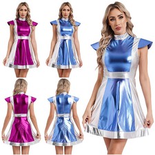Womens Space Fighter Robot Alien Dress-up Stage Performance Halloween Costume