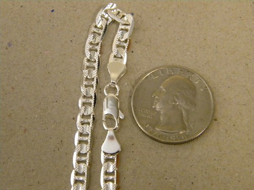 Men's Lady's 4mm Wide Mariner Link Necklace Chain Silver Plated 24in Inch Long - Picture 4 of 5
