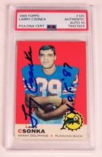 Larry Csonka HOF Signed Autograph 1969 Topps Rookie Card 120 PSA 10 Auto