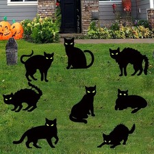 8 Pack Halloween Black Cat Yard Signs 14 inches by 11.8 inches,