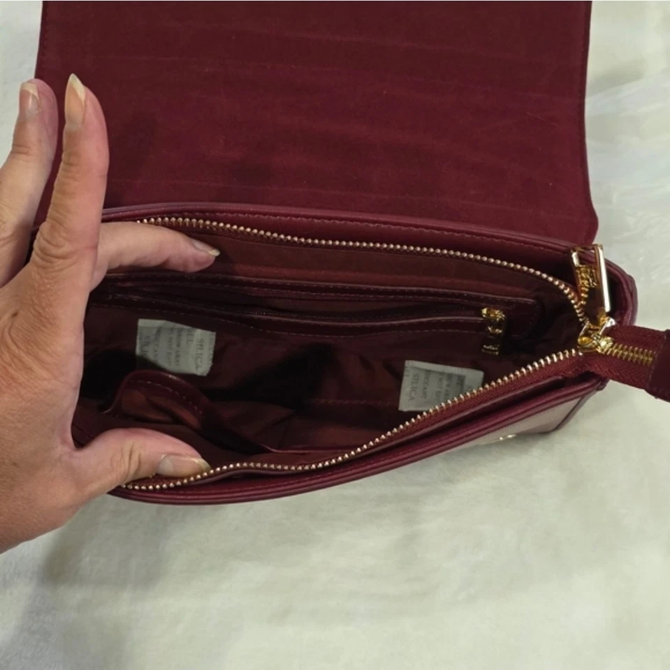 Bolso Bandolera Badgley Mischka Granate Borgoña Cartera con Lazo Foto 2 de 4