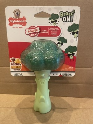 Nylabone Power Chew Broccoli Dog Toy Bacon & Cheese, Large/Giant