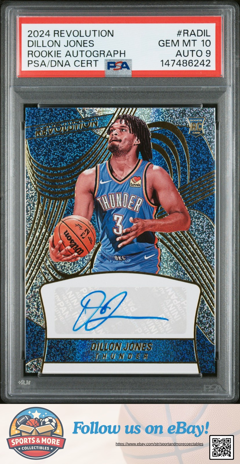Dillon Jones 2024 Panini Revolution Rookie Autographs #RADIL Auto PSA 10