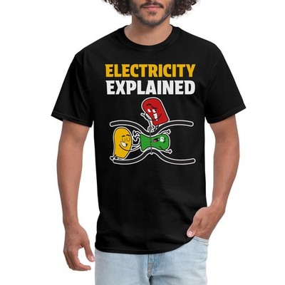 Electricity Explained Humorous Electrician Illustration Men's T-Shirt