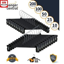 Plastic Pants Skirt Hangers W/ Padded Clips 10 Pack Heavy Duty Storage New