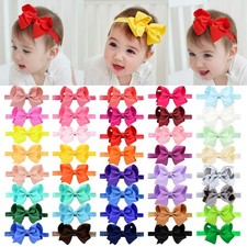 40pcs Baby Girls Grosgrain Ribbon Hair Bows Headbands 4.5 Elastic Hair Band Hair