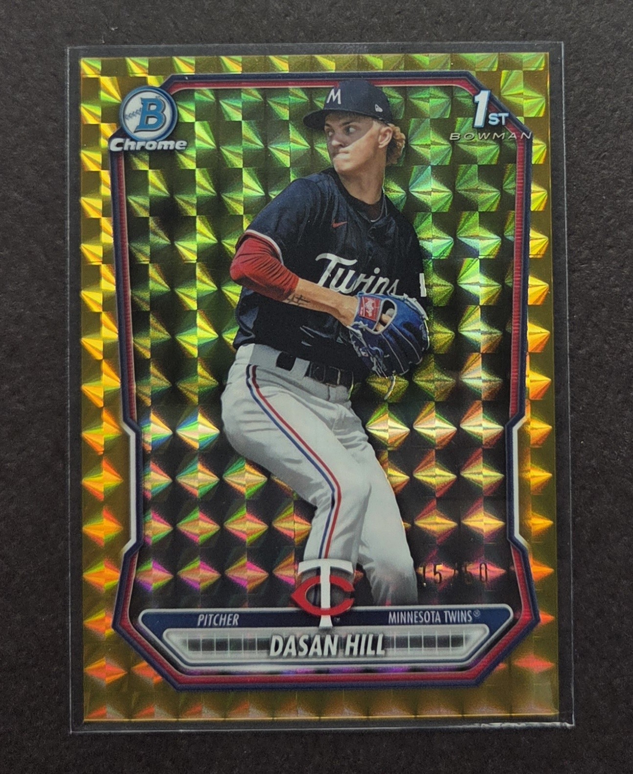 2026 Bowman Dasan Hill Chrome 1st Prospect Gold Geometric Refractor /50 Twins