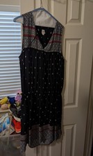 Gap Black Floral Mix Print Tassel Dress Women's Size M Medium