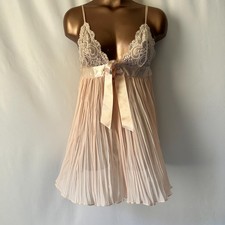 Victoria's Secret Light Pink Sheer Lace Chiffon Babydoll M Ballerina Coquette