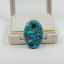 29.60 Ct Natural Blue Copper Turquoise Cabochon Oval Shape Loose Gemstones