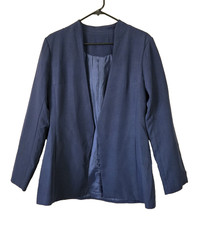 Womens Blue Open Front Blazer With Lining Pockets Size Medium New 1Z251