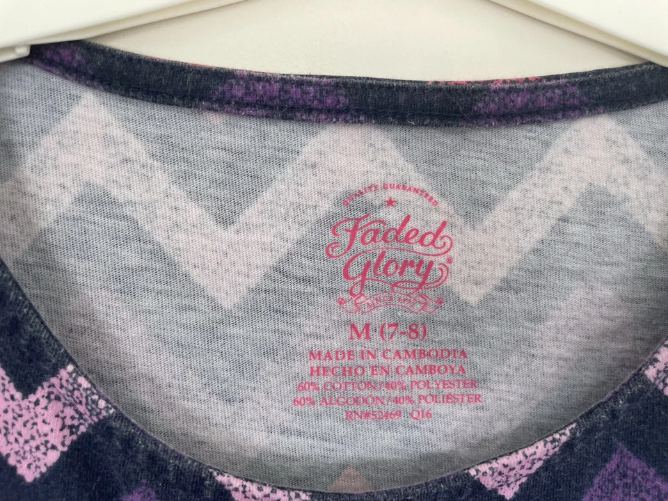 Vestido Faded Glory Niños Niñas Colorido Estampado Mezcla de Algodón Manga 3/4 Azul Marino 7-8 Foto 2 de 4