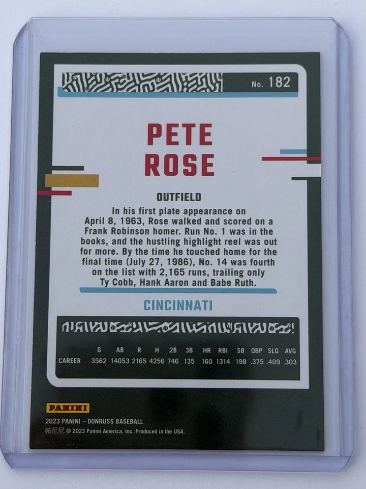 2023 Panini Donruss Pete Rose No182 художественное доказательство золото /10 - Изображение 2 из 2