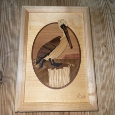 Hudson River Inlay Wood Pelican piece 12. 7x10" Handmade