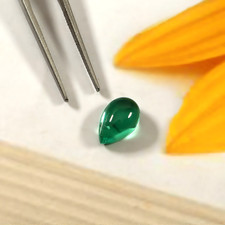 12x8 mm Lab Grown Colombian Emerald Sugarloaf Cabochon Loose Gemstone Pear