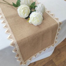 Jute Lace Linen Tablerunner Christmas Home Table Decor Table Flag Table Runner