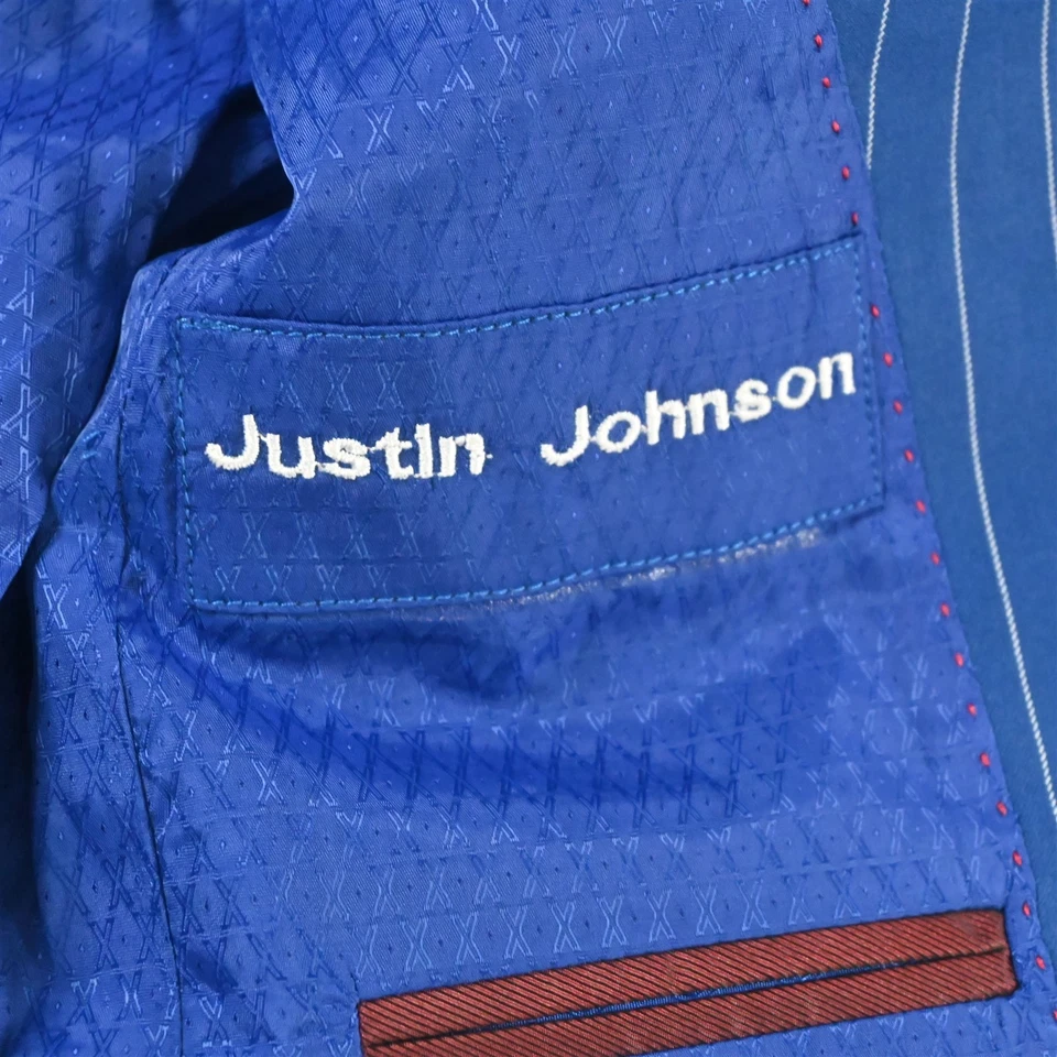 Bespoke 34S 30x30 Blue Chalk Stripe Wool Mens Jacket Pants Suit - Image 4 of 4