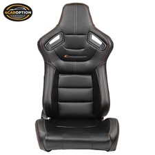 Universal Right Racing Seat Dual Slider Pu Carbon Leather Orange Stitch