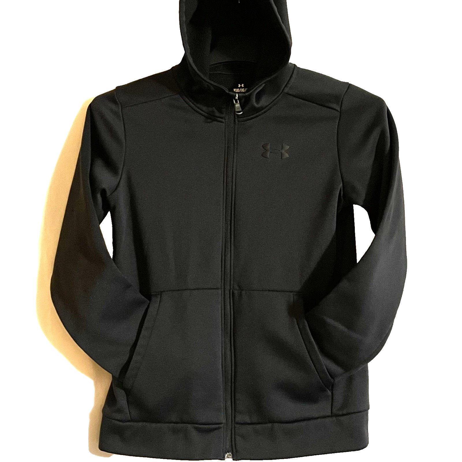 Boys Under Armour Black Zip Jacket with Pockets & Hood SZ YL
