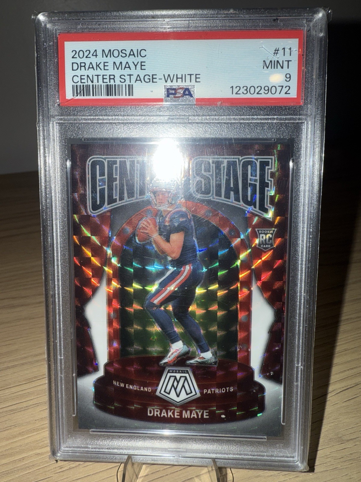 2024  Panini Mosaic Drake Maye Center Stage - White 18/25 RC PSA 9 #11