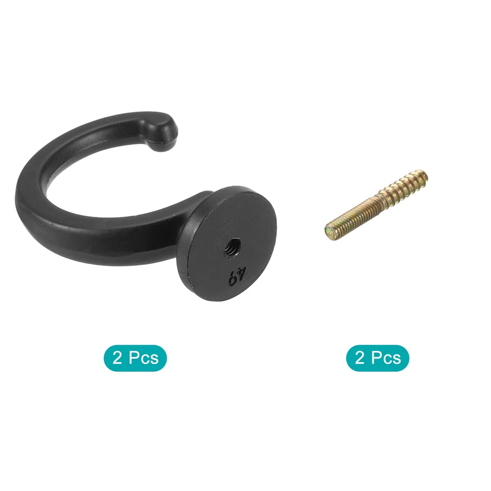 Gancho de amarre para cortinas de aleación de aluminio montado en la pared negro 2 piezas Foto 3 de 4