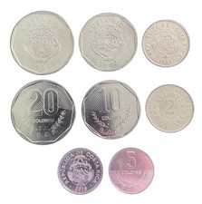 Costa Rica 4 Coins Set 2, 5, 10, 20 Colones UNC World Coins