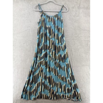 Corey Lynn Calter Anthropologie Dress M Turquoise Abstract Maxi Spaghetti Strap