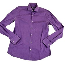 Men's Purple Hugo Boss Extra Slim Stretch Long Sleeve Size 15.5 39 M  GOOD