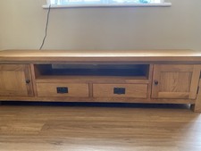 Oak Extra Wide TV Unit 200cm Rose Land Furniture Solid Wood