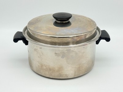 Vintage EMDEKO 18-8 Tri-Clad Stainless Steel 10-1/2'' 5 Qt Quart Stock Pot w/ Lid