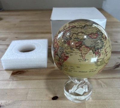 MOVA Rotating Globe W/ 3- Prong Stand New In Box 6 Inch Antique Beige