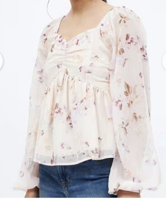 Babydoll Top Women 30 Bust Cream Floral Blouse Fairy Whimsical Dainty  Chic Boho