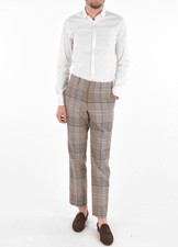 Men Burberry Pants 100 Wool Made In Italy Plaid Size US40 W35 L39
