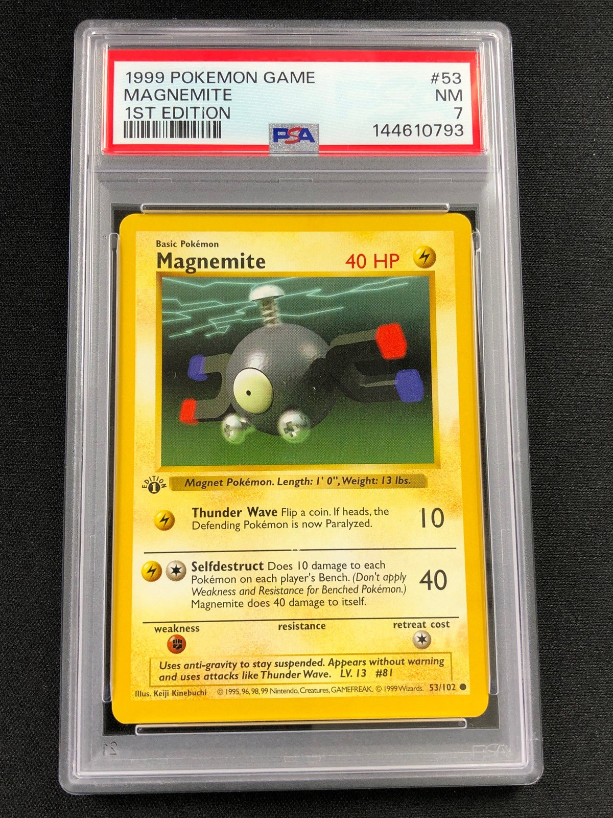 Pokemon 1999 Magnemite 1st 53/102 PSA 7
