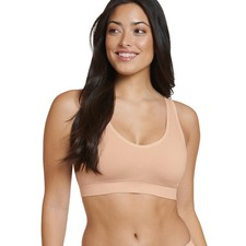 Jockey Seamfree Cotton Blend Light Support Bralette, Light Beige, L