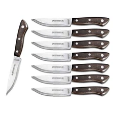 Tramontina, 8 Pc - Porterhouse High-Carbon Steel Steak Knife Set | Brown. New
