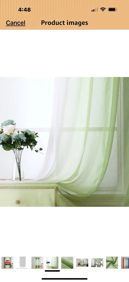 Ombré Green White 95x52 Curtains Excellent  - Image 4 of 4