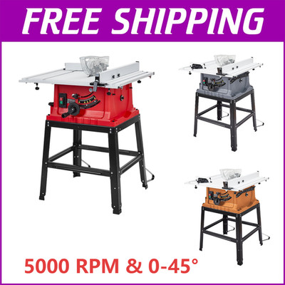 10'' Portable Benchtop Table Saw Adjustable Blade 90°Cross Cut & 0-45°Bevel Cut