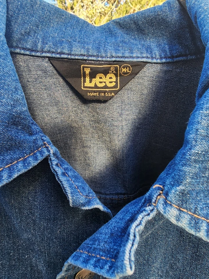 Lee Denim Chore Workwear Shirt Jacket Snap Front USA Mens Vintage - Image 3 of 4